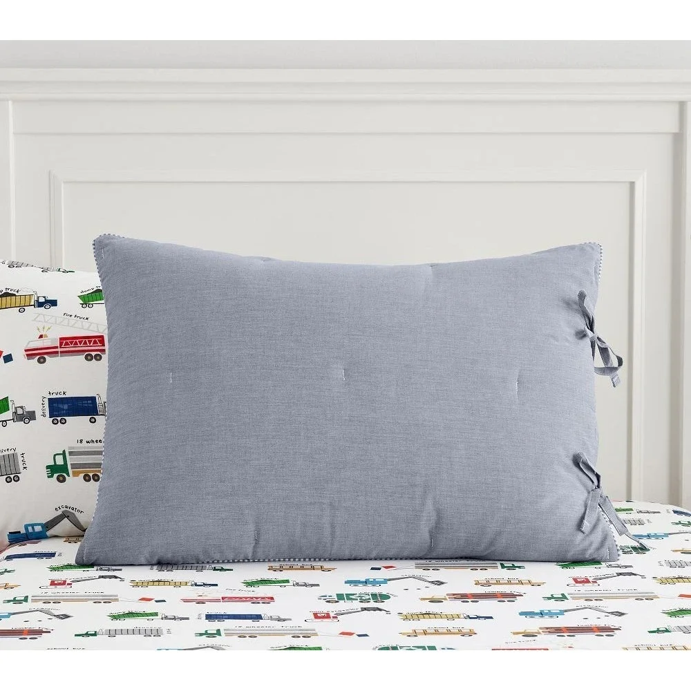 Pottery Barn Kids Chambray Reversible Pillow Sham Standard, One Piece NEW‎